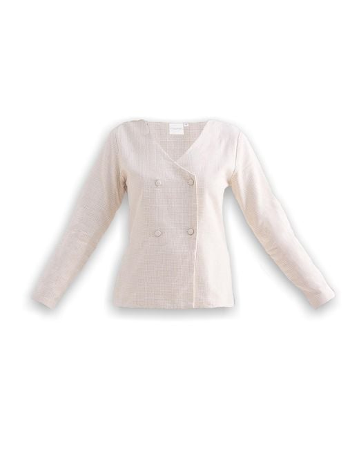 REISTOR White Fitted Cotton Tweed Jacket