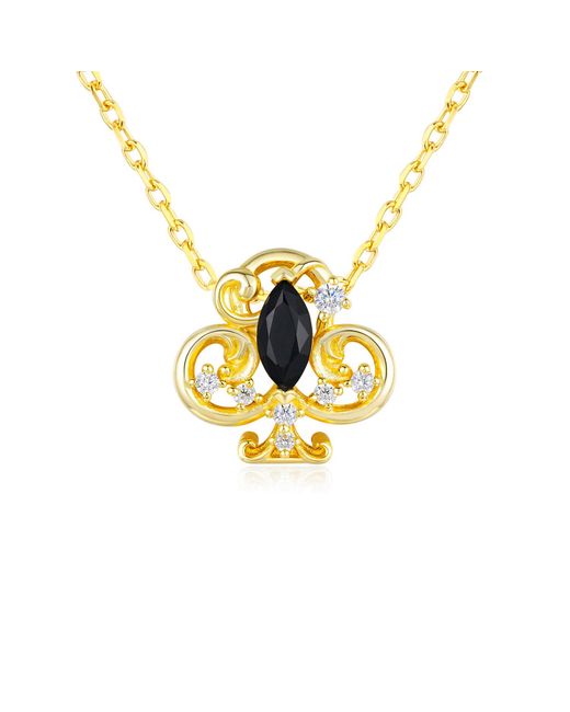 Azura Jewelry New York Metallic Clover Club Onyx Necklace Vermeil