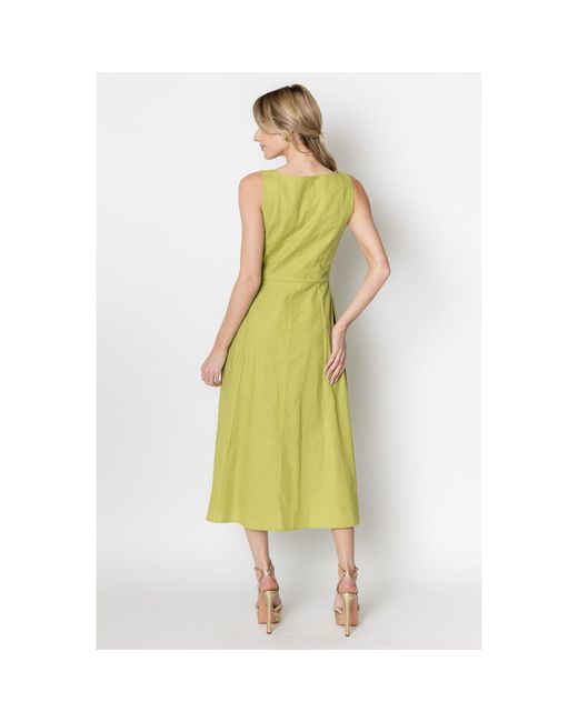 Zetaye Yellow Celeste Linen Cotton Midi Mini Dress