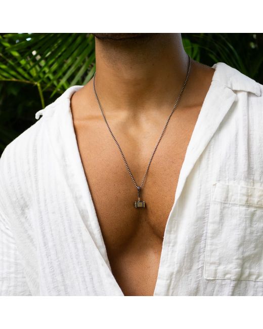 Ebru Jewelry White Viking Thor Hammer Sterling & Pendant Necklace for men
