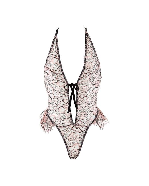 Belle -et-BonBon Black Valentine Soft Roses Sheer Parisian Lace Thong Back Sylvie Body
