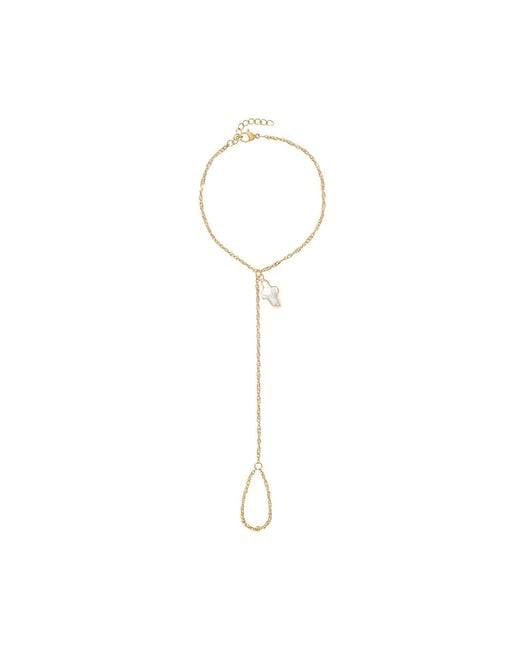 Alexie of Athens Metallic Petite Pearl Cross Hand Chain