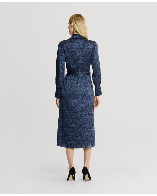 Really Wild Clothing Blue Birch Print Silk Shirt Dress
