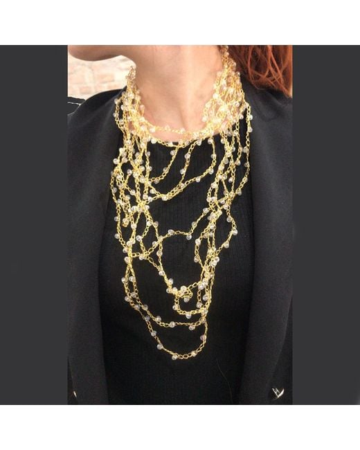 Lavish by Tricia Milaneze Metallic Clear & Multi Strings Handmade Necklace