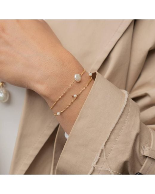 Jovonna London Metallic Koro Keshi Pearl Adjustable Bracelet