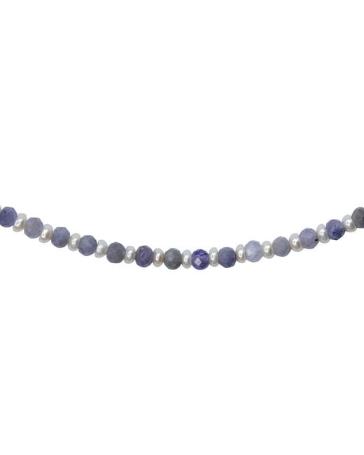 Bombyx House Metallic Tanzanite Pearl Alternating Necklace