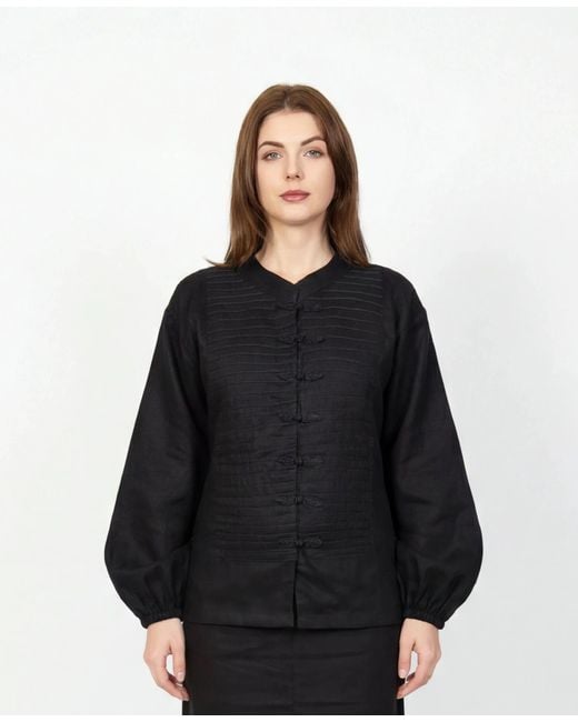 Muda Clothing Fz Llc Black Inori Linen Top