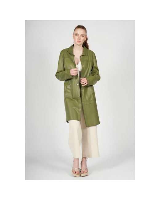 Freaky Nation Green Unlined Leather Coat Safari