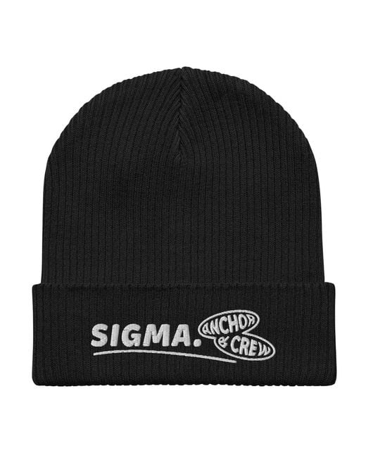 Anchor and Crew Black Sigma Gen. Organic Cotton Embroidered Beanie for men
