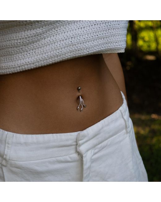 Ebru Jewelry Metallic Triple Drop Diamond Sterling Belly Piercing