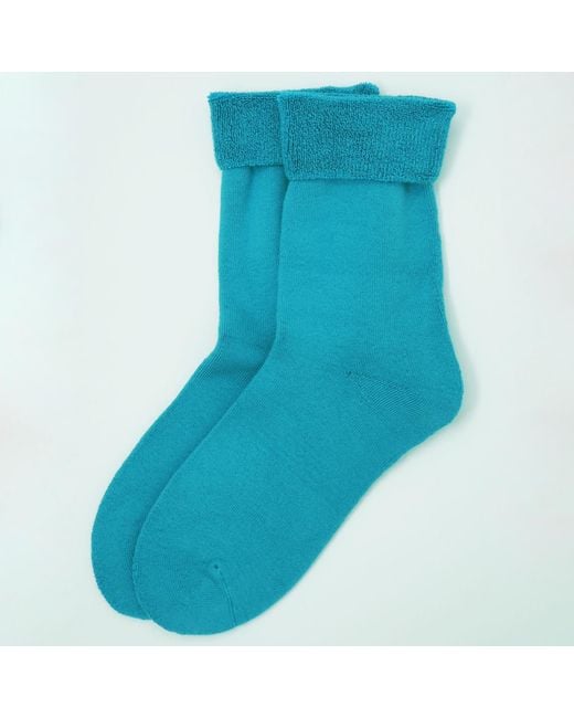 Peper Harow - Made in England Blue Plain Bed Socks – Aqua for men