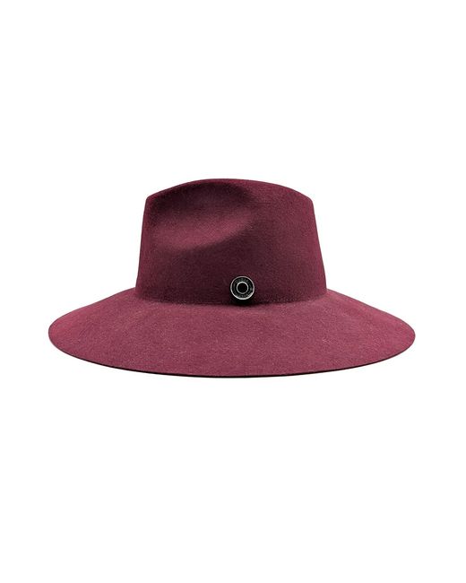 DORIA 1905 Purple Negroamaro Smooth Lapin Felt Wide Brim Hat With Icon Ring And Leather Lace