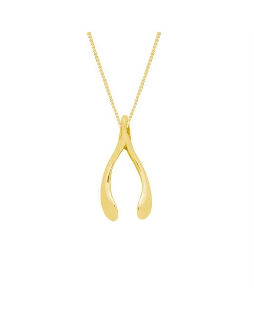 Katie Mullally Metallic Tiny Plated Wishbone Necklace
