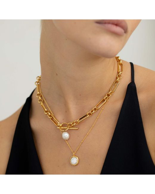 Arctic Fox & Co. Metallic Molten Chunky Chain Pearl Necklace