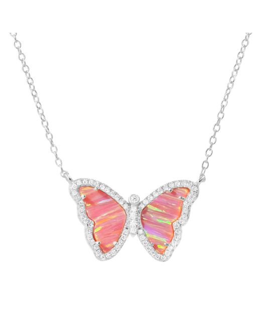 KAMARIA Pink Opal Butterfly Necklace With Stripes