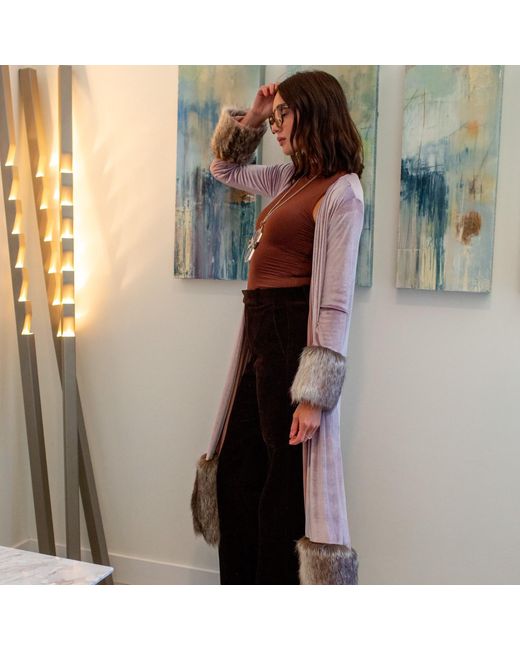 Jennafer Grace Pink Blush Velvet Faux Fur Cuff Jacket