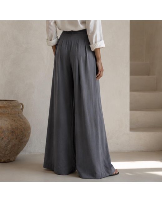 Ceva Cu Dichis Gray High Waist Trousers