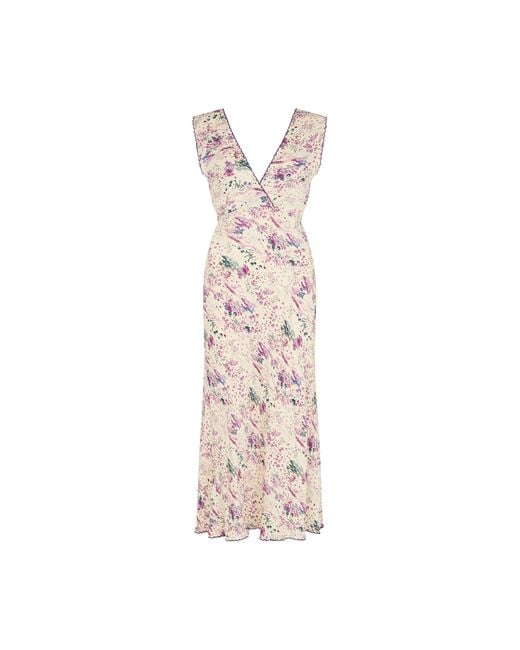 Lily and Lionel Multicolor Neutrals Zola Bias Cut Wonderland Print Midi Dress
