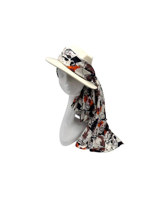 Julia Clancey White Neutrals Ivory Turbanista Fifi Scarf Fedora