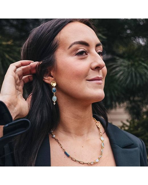 Loni Paul Jewelry Metallic Moonstone, Kyanite, Aquamarine & Pearl Short Necklace