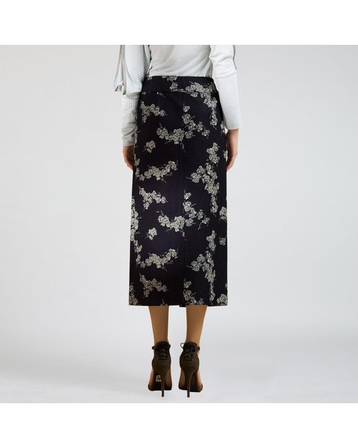 Smart and Joy Black Open Front Long Denim Skirt