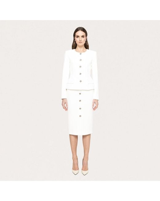 Nissa White Fitted Suit Jacket