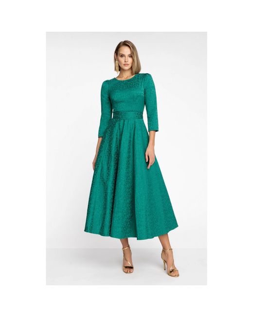 MATSOUR'I Green Jacquard Dress Alyzee