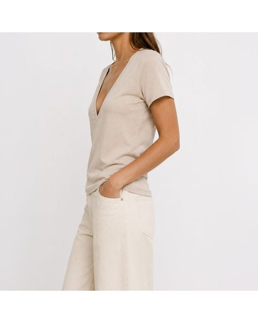 NOEND Natural Neutrals Supima Cotton Plunge V-Neck Tee