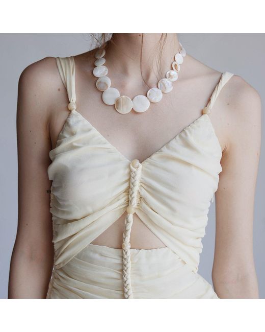 Belsize25 White Silent Mode Series – Silk Resort Dress With Hand-Woven Rope Straps