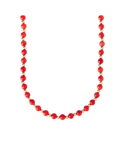 Becket + Quill Red Coral & Beaded Necklace