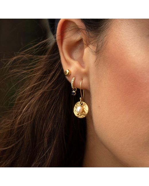 Dower & Hall Metallic Luna Pearl & Disc Earrings