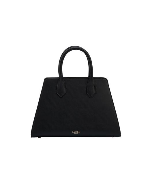Fable England Black Grace Structured Tote Bag