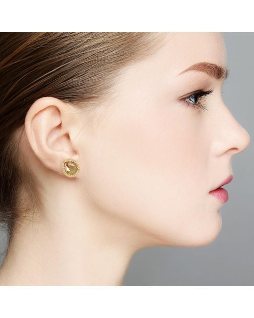 Artisan Metallic Ice Diamond And Diamond Pear Halo Stud Earrings