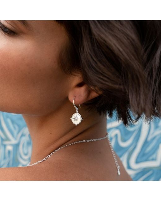 Dower & Hall White True North Talisman Drop Earrings