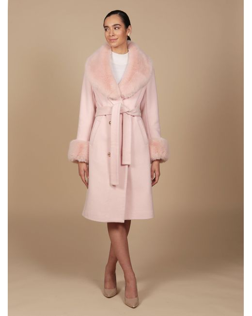 Santinni Pink 'Marlene' 100% Cashmere & Wool Coat