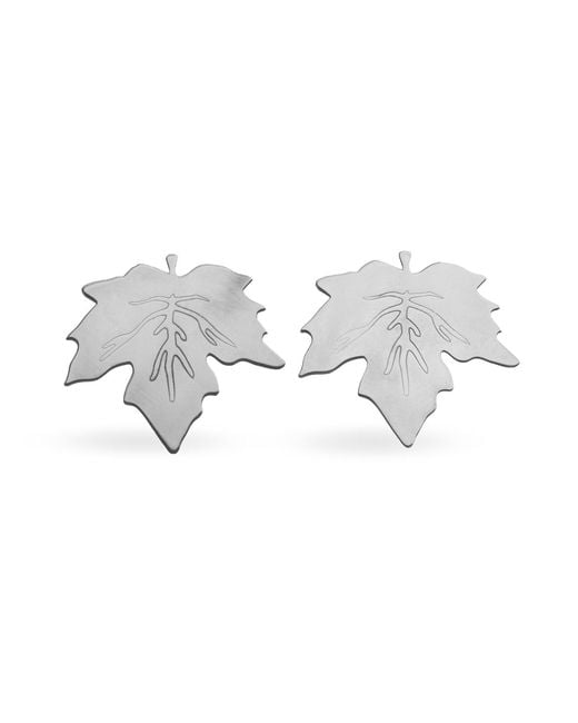 Silver Moon Metallic Maple Leaf Sterling Earrings