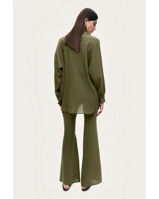 Nocturne Green Neutrals Flared High-Waist Pants