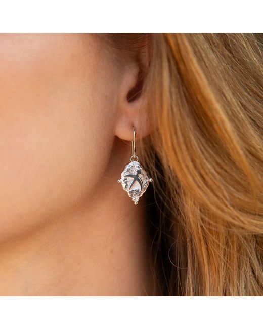 Seven Saints Metallic Aries Vintage-Style Dangle Earrings, Rhodium Plated