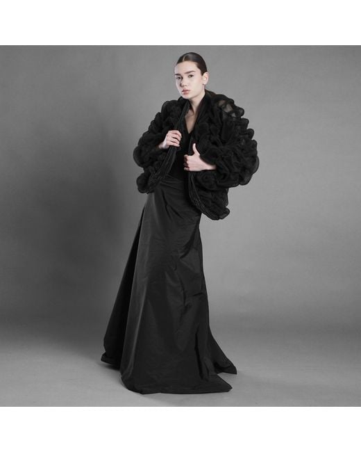 Silvia Serban Black Taffeta Skirt With Train