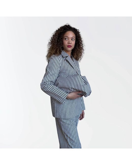 London Atelier Byproduct Gray Striped Blazer Trousers Corset And Tote Bag Four Piece Set