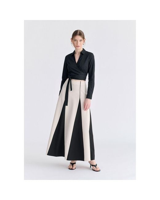 Paisie Black Side Tie Wrap Blouse