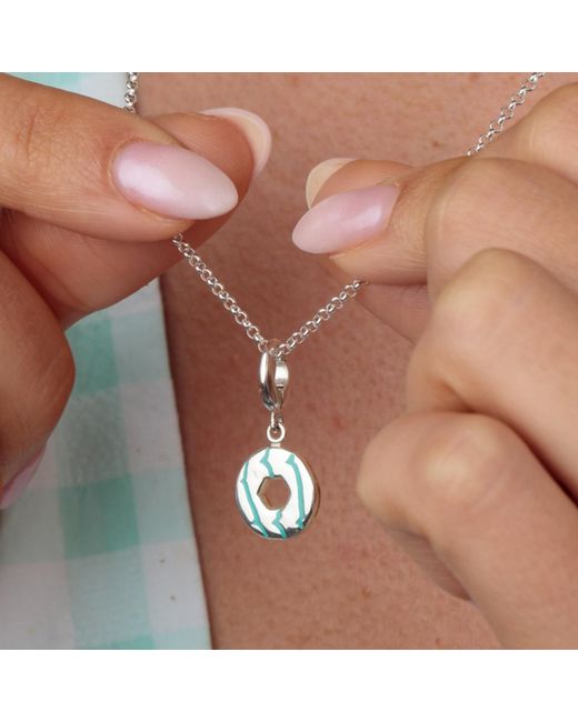Lily Charmed Metallic Sterling Party Ring Charm Necklace With Enamel