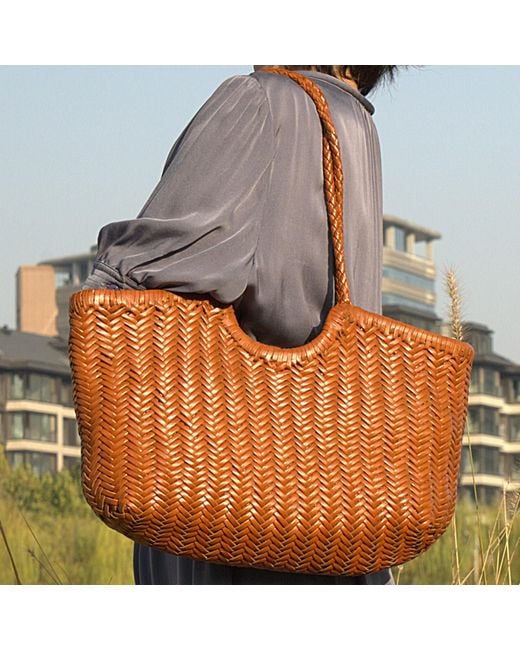 Rimini Brown Woven Leather Handbag