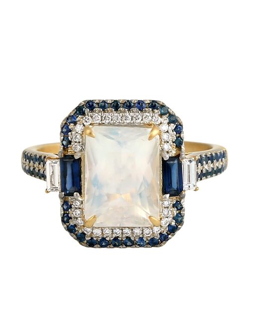 Artisan Metallic Moonstone & Sapphire Pave Diamond Cocktail Ring
