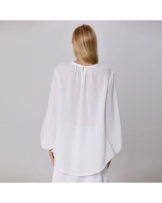 Smart and Joy White Light Round Neck Blouse