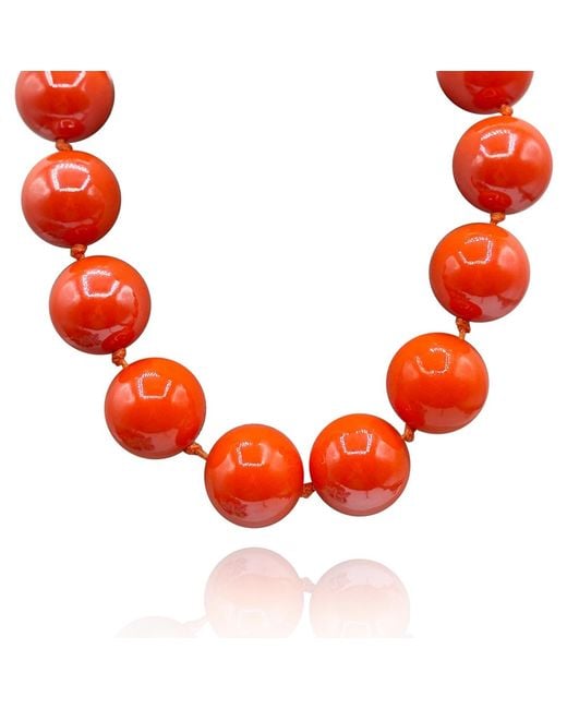 Michael Nash Jewelry Red Lucy Gumball Coated Resin Knotted Necklace