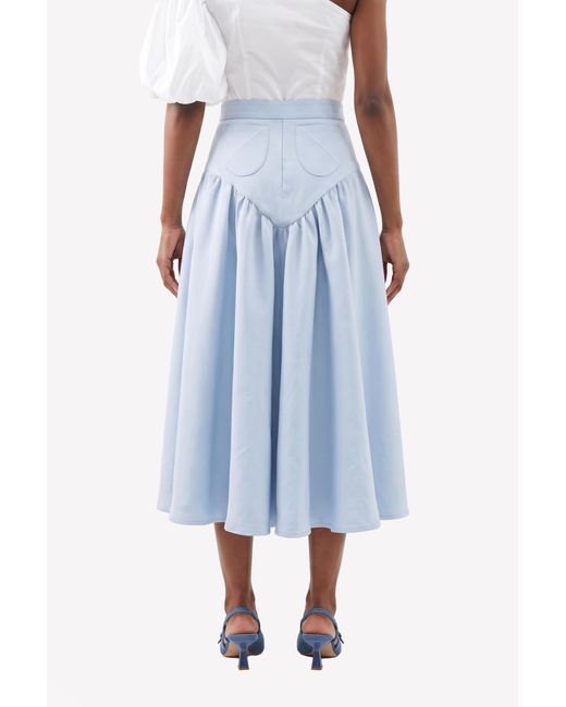 GUILLAUME ALEXANDRE Blue Adjustable Length Linen Midi Skirt