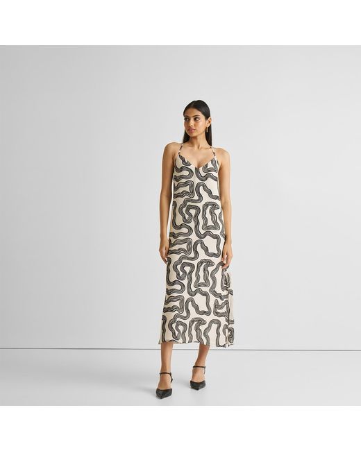 REISTOR Metallic Midi Slip Crepe Dress