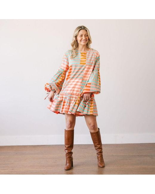 SUNSHINE TIENDA Orange Apricot Colorful Stripe Khai Mini Dress
