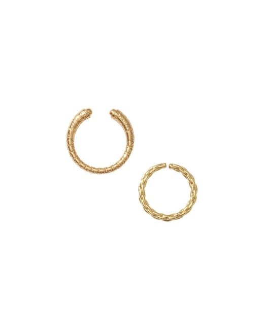 Alexie of Athens Metallic Byzantine Etched Rope Duo Ring Set